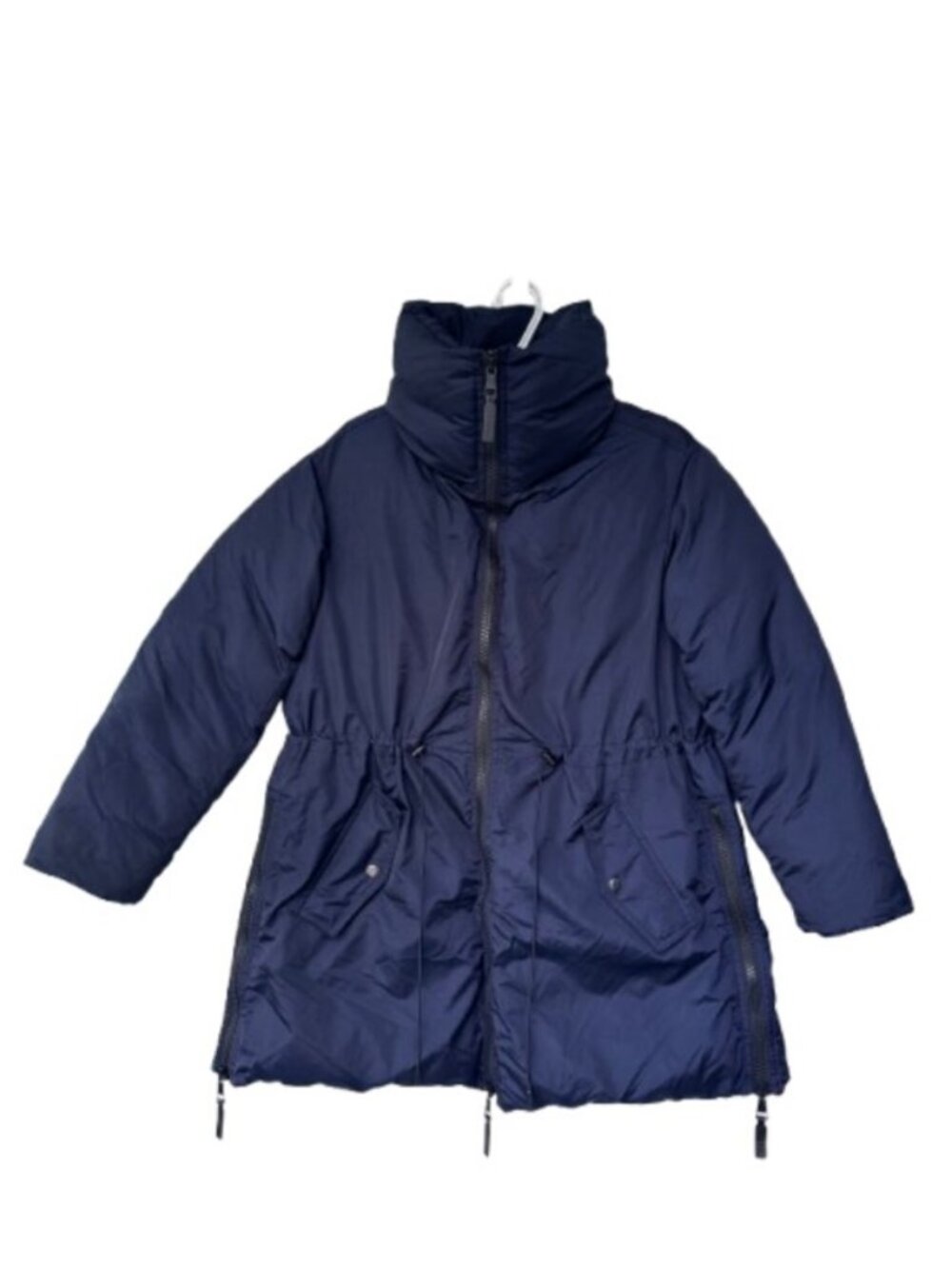 Club Monaco trapeze statement puffer coat jacket navy blue unisex size L - Picture 5 of 10